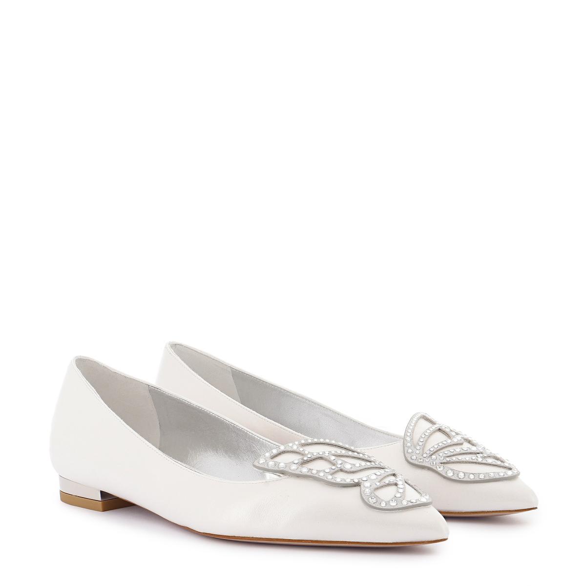 Butterfly Embellished Flat White & Crystal