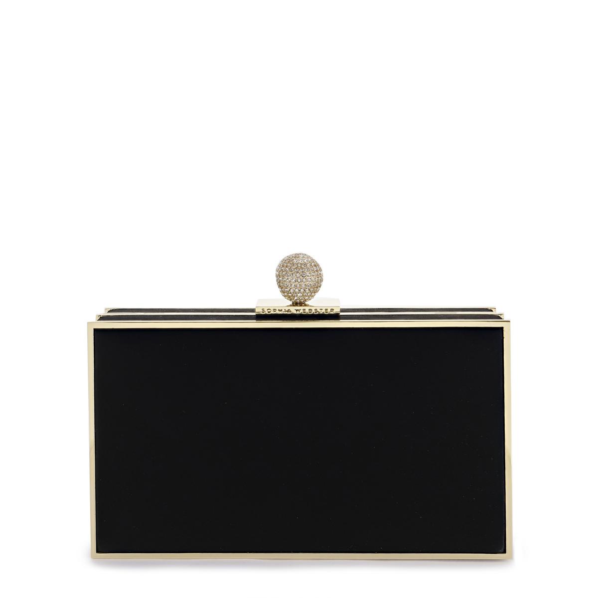 Clara Box Bag Black & Gold | Sophia Webster