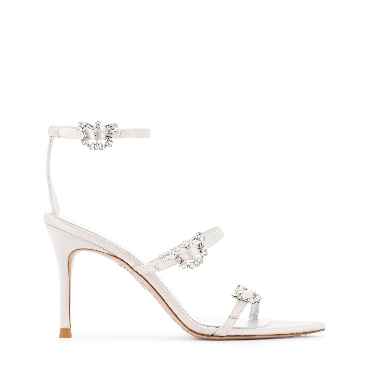 Grace Mid Sandal Ivory Satin | Sophia Webster