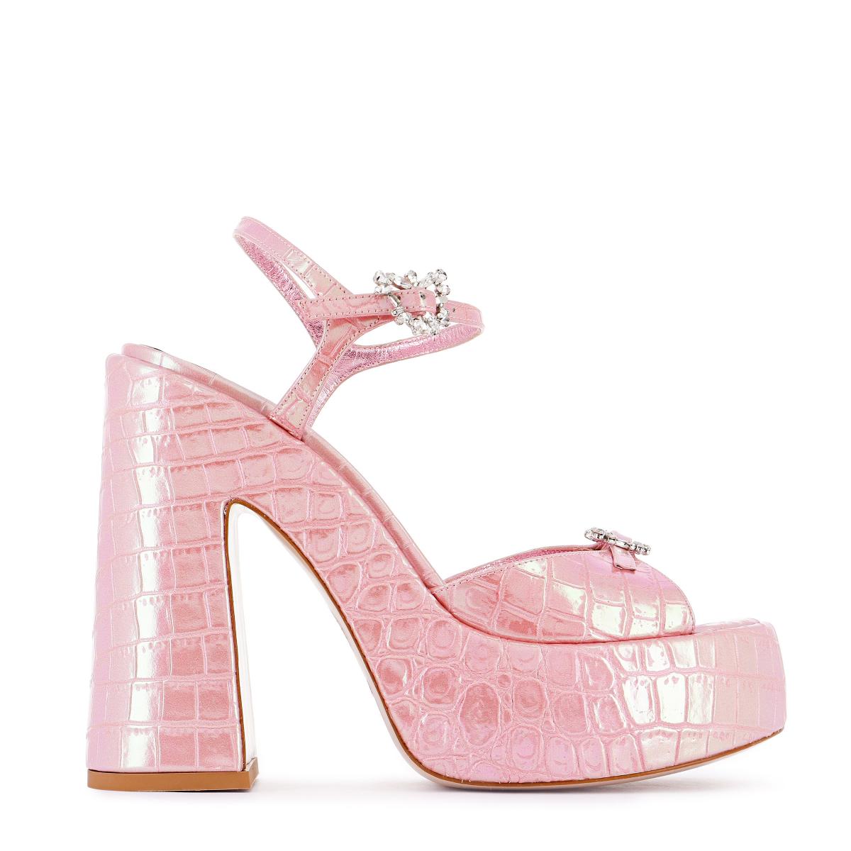 Grace Platform Sandal Quartz Croc | Sophia Webster