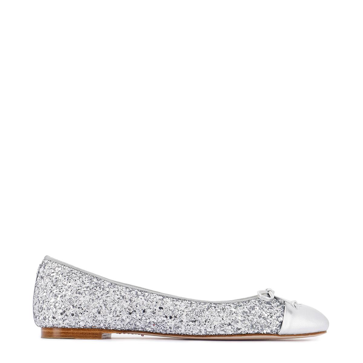 Pirouette Ballet Flat Silver Glitter | Sophia Webster