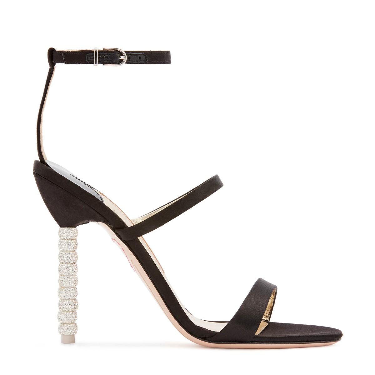 Rosalind Crystal Sandal Black Satin | Sophia Webster