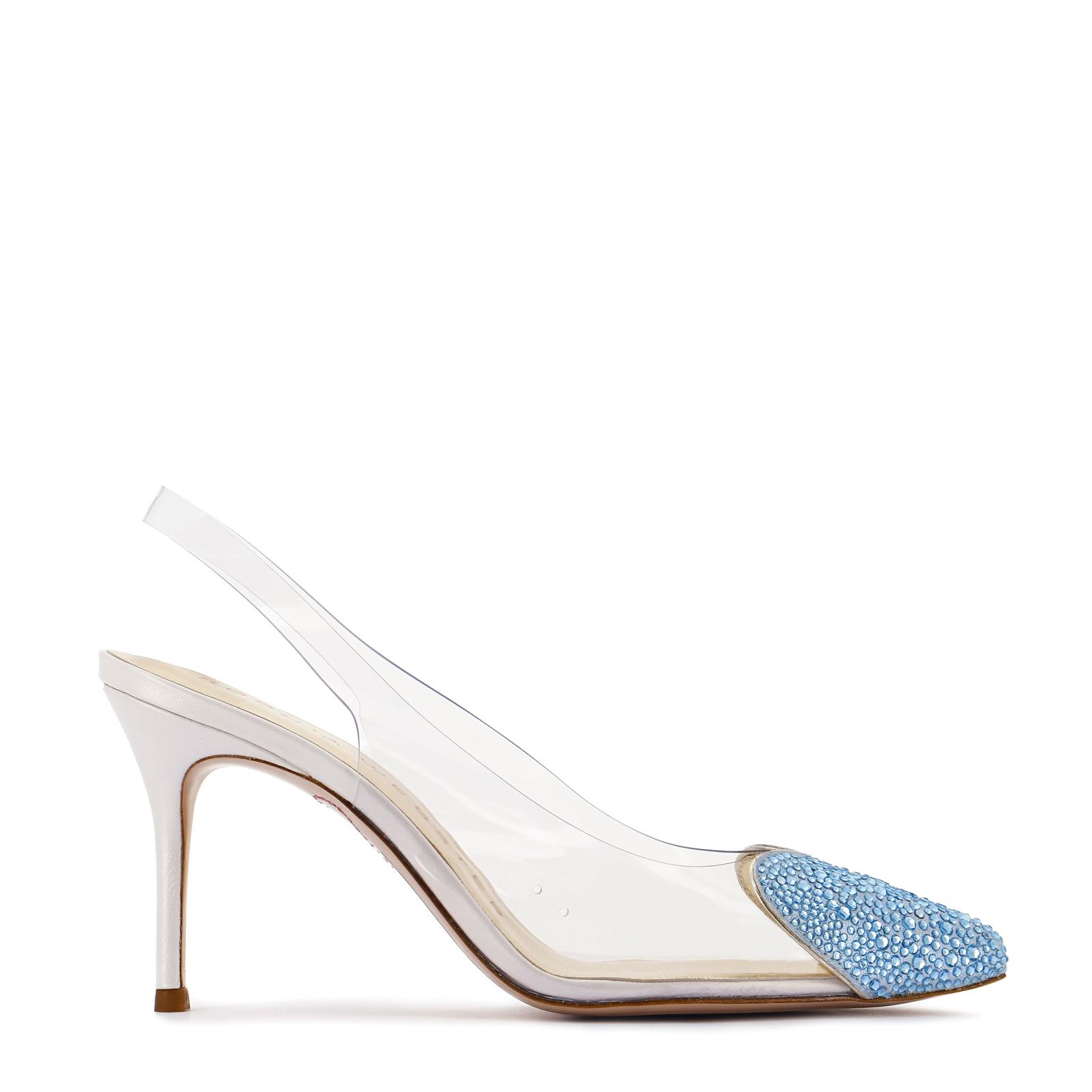 Amora Mid Slingback Silver & Blue | Sophia Webster