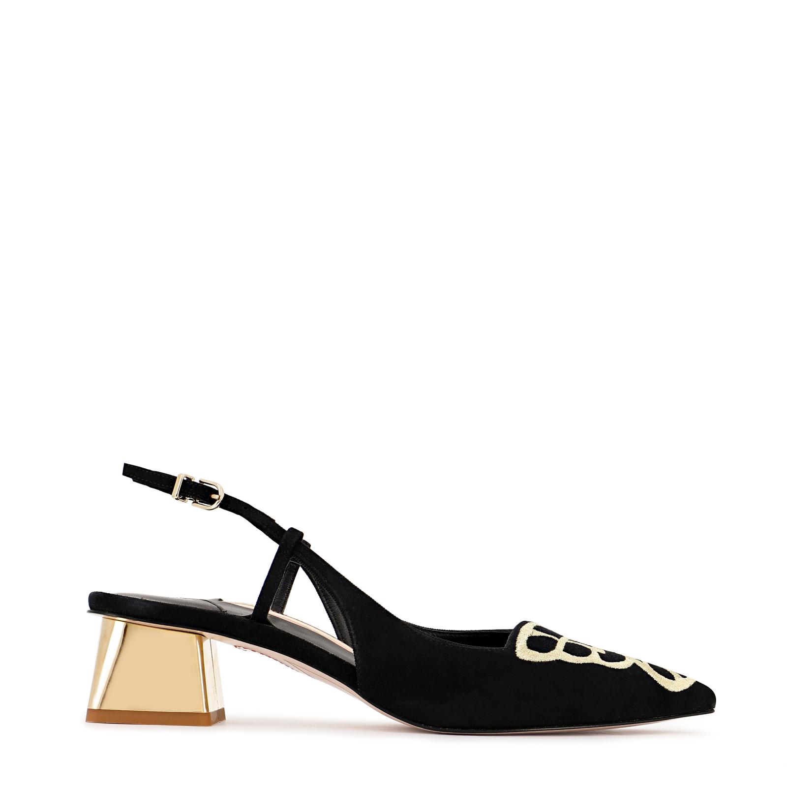 Butterfly Low Slingback Black & Gold | Sophia Webster