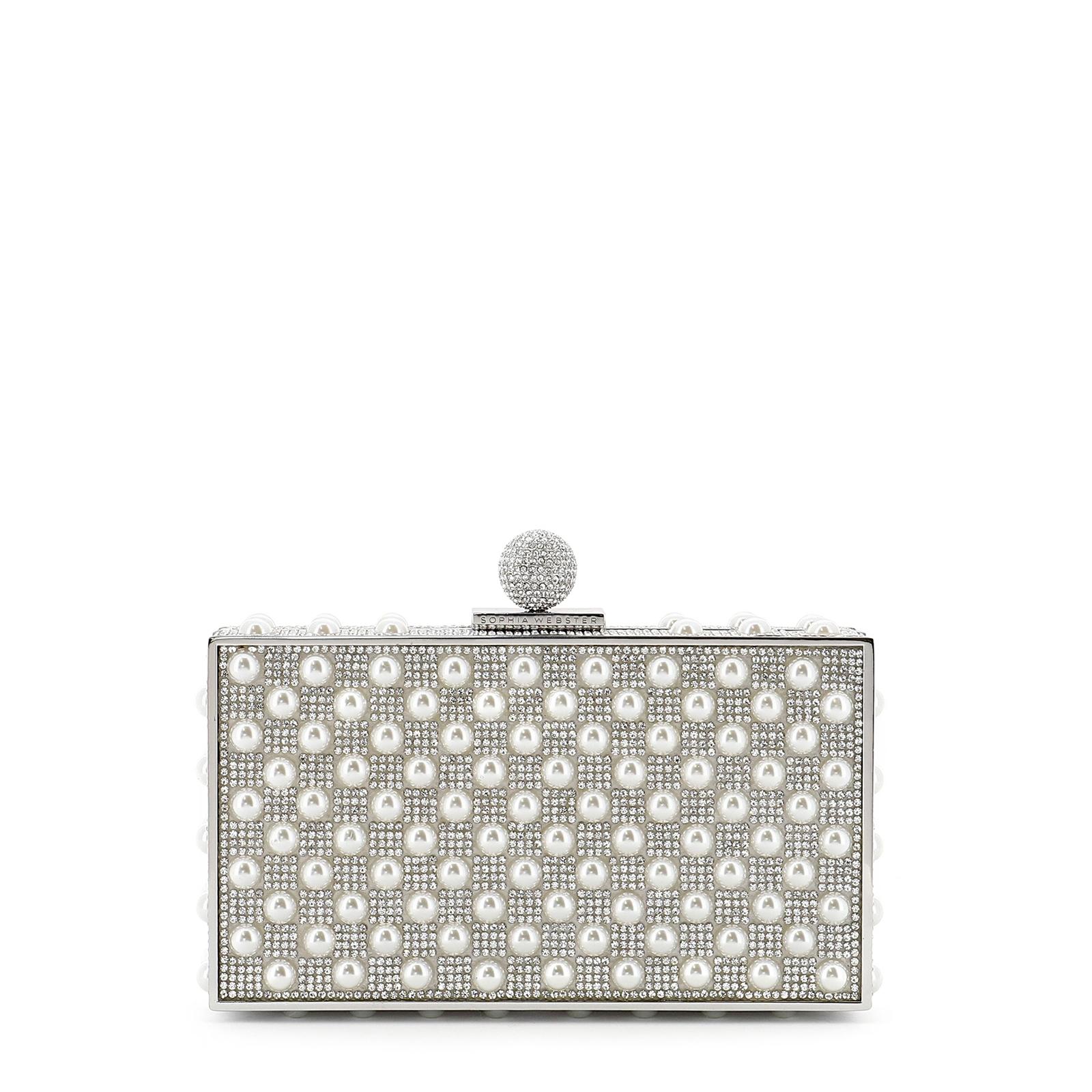 Clara Crystal Box Bag Silver & Pearl | Sophia Webster