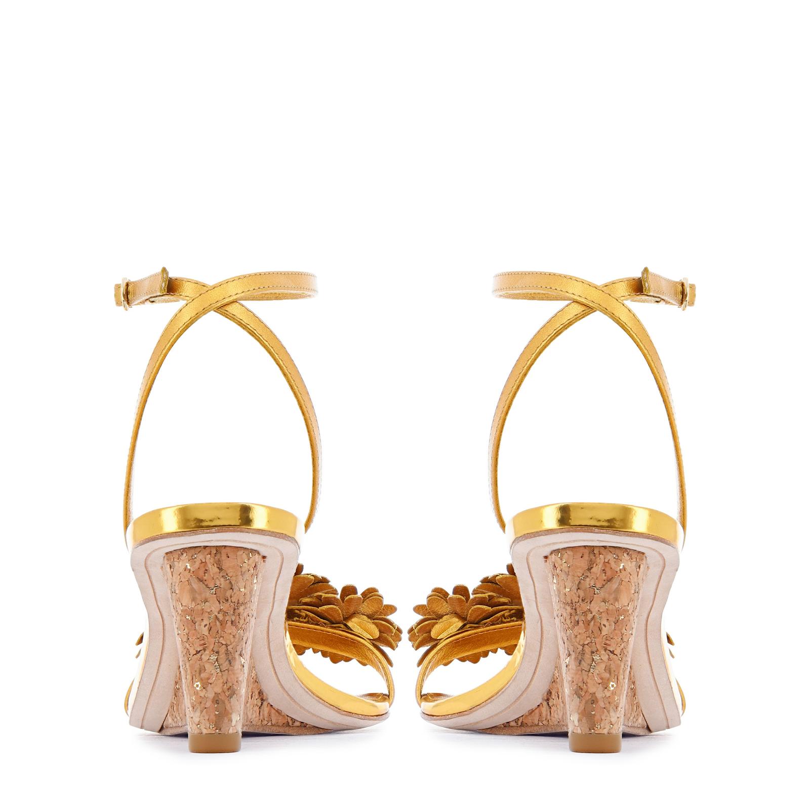 Gold mid wedge sandals best sale