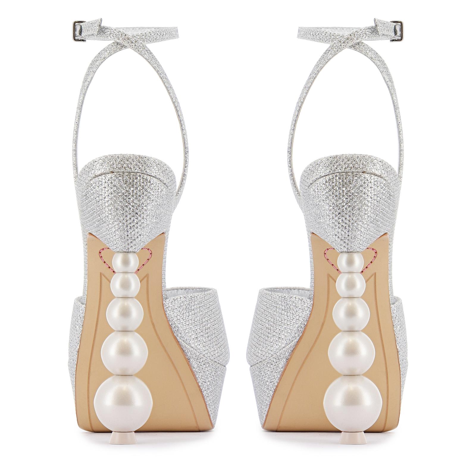 SOPHIA WEBSTER 25SS サンダル・ミュール シルバー系 Sophia Webster Silver Leather Rosalind Crystal Heel Ankle