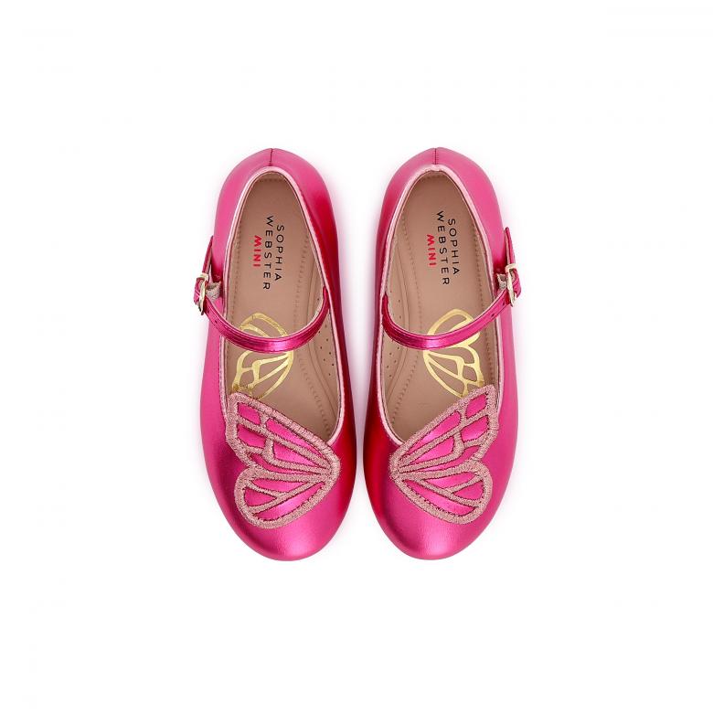Butterfly Embroidery Flat Pink/Raspberry
