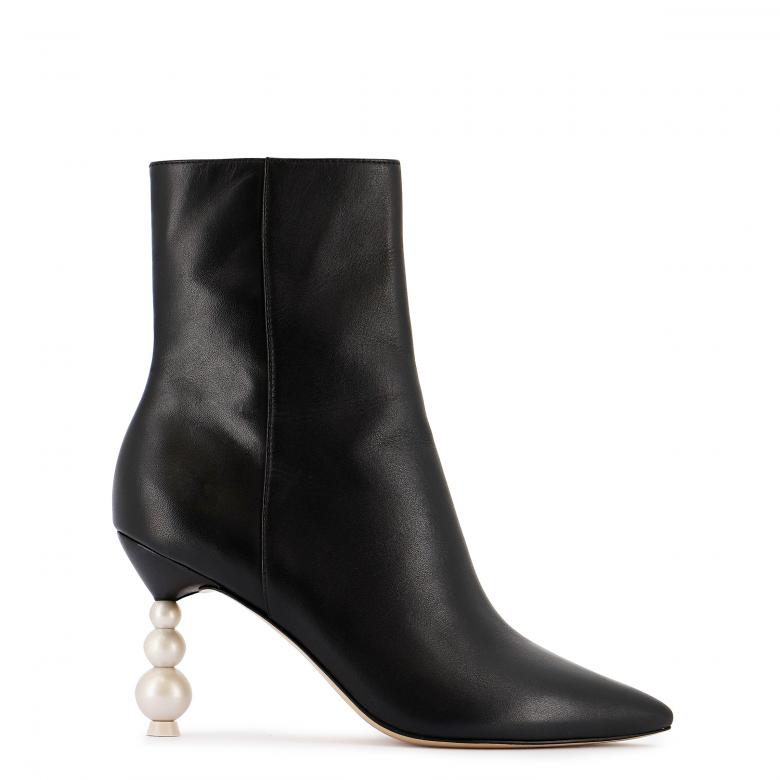 Perla Mid Ankle Boot Black Luxury Designer Boots Sophia Webster Pearl Shoes